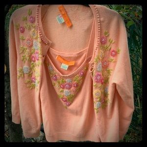 100% Cashmere twinset with stunning beadwork